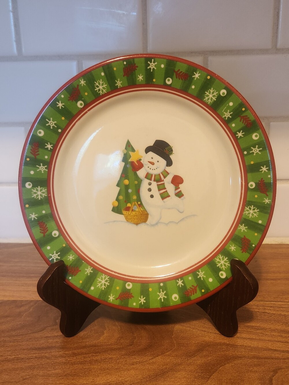 Vintage Longaberger Bluster The Snowman Round Christmas Decorative Plate